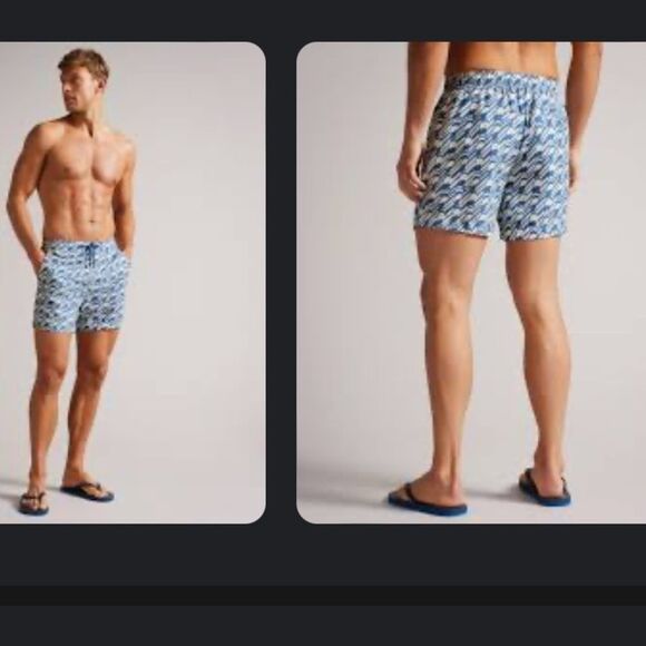 TED BAKER LONDON NWT MENS SWIMSUIT SIZE 3 IN COLOR DK BLUE STYLE MID SCALE GEO - Picture 4 of 5